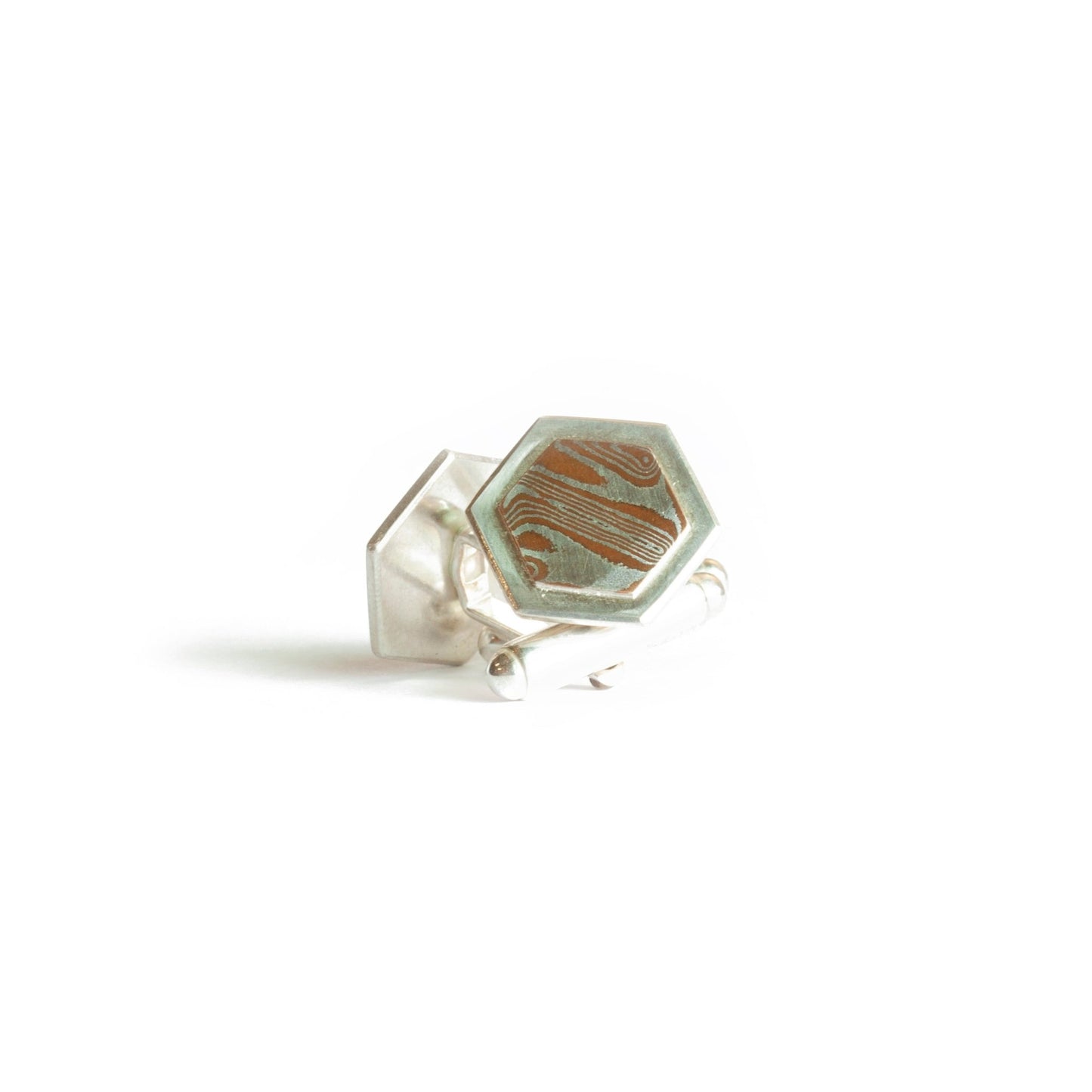 The Mokume Gane Hexagon Cufflinks - W.R. Metalarts