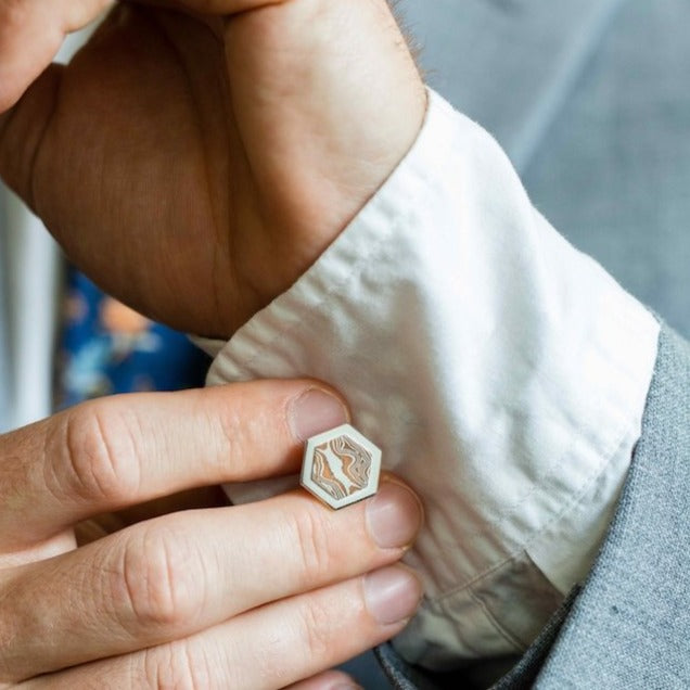 The Mokume Gane Hexagon Cufflinks - W.R. Metalarts