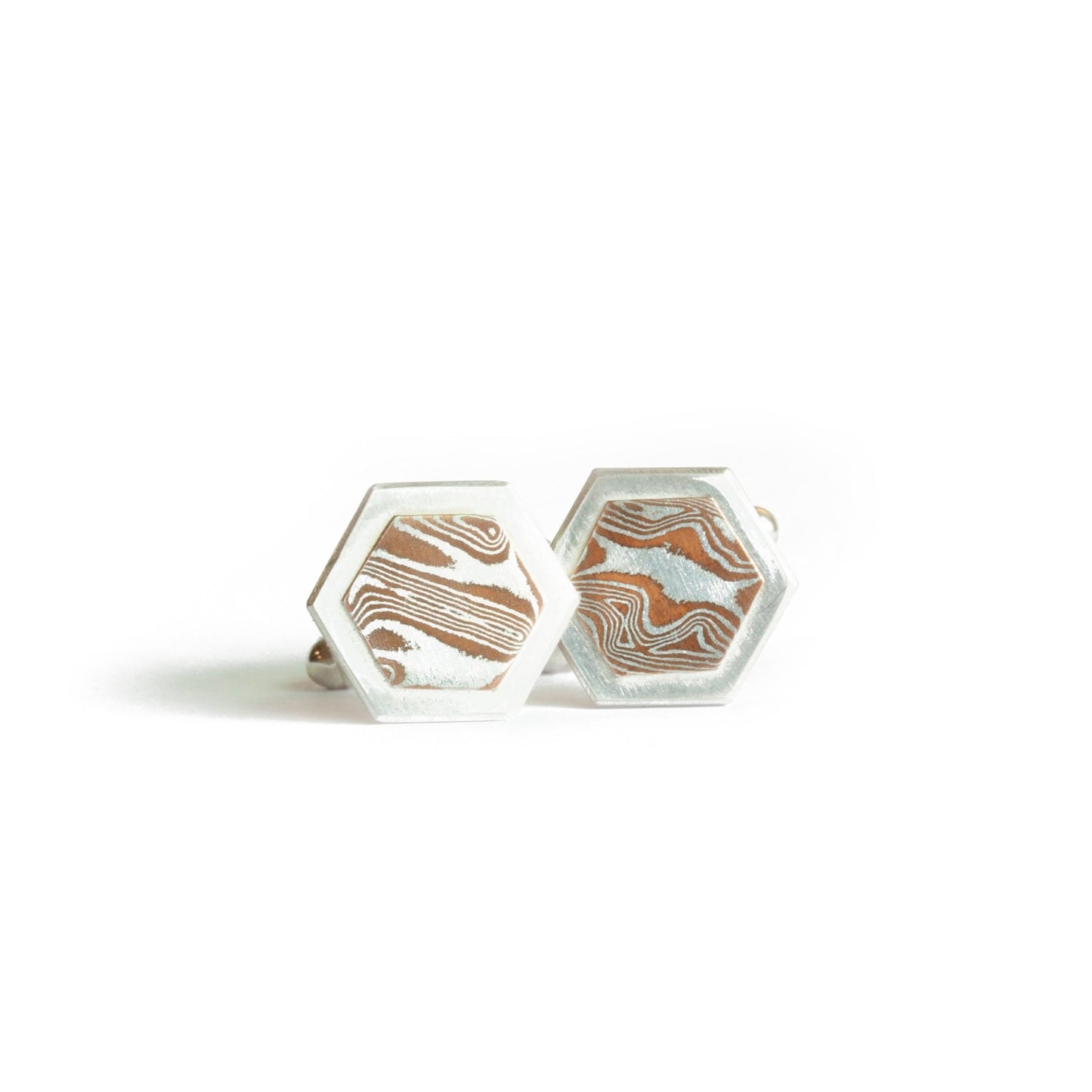 The Mokume Gane Hexagon Cufflinks - W.R. Metalarts