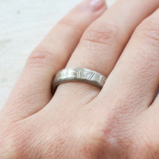 Mokume Gane Wood Grain Wedding Band Ethical & EcoFriendly W.R