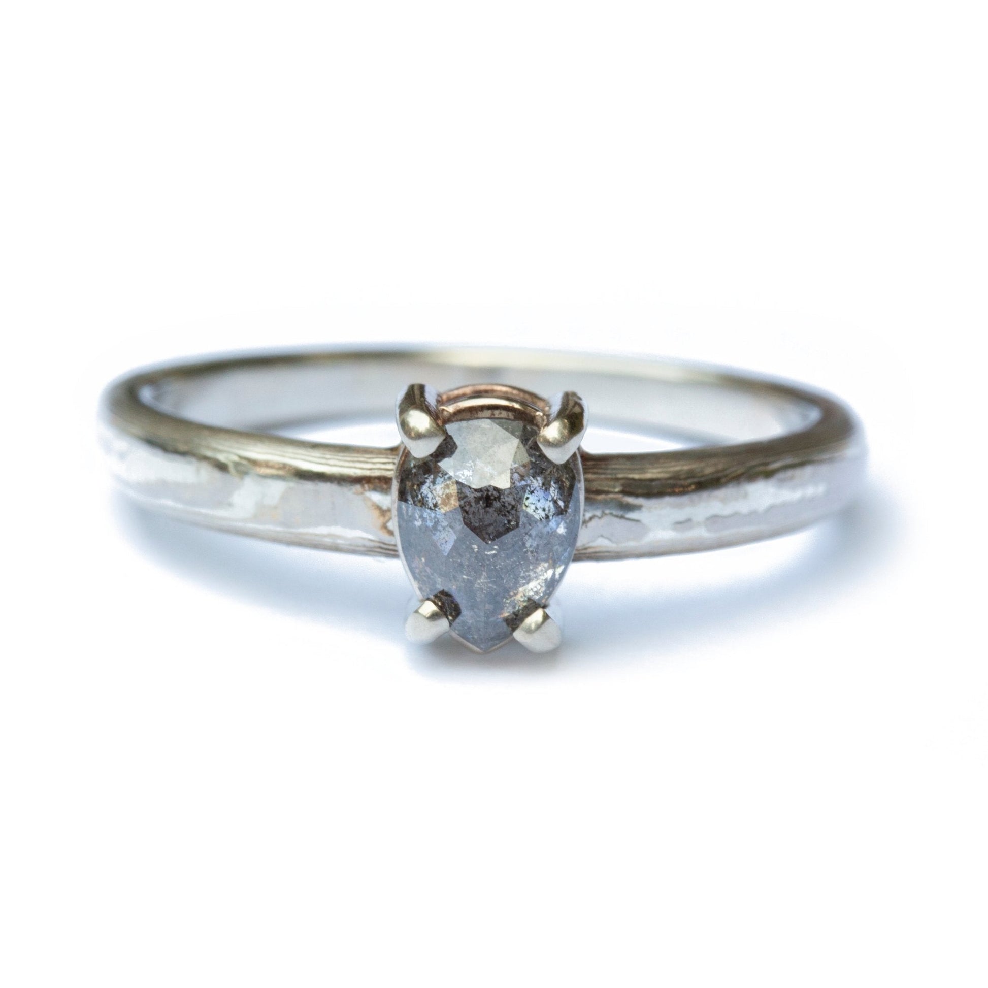 The Mokume Salt and Pepper Pear Solitaire - W.R. Metalarts