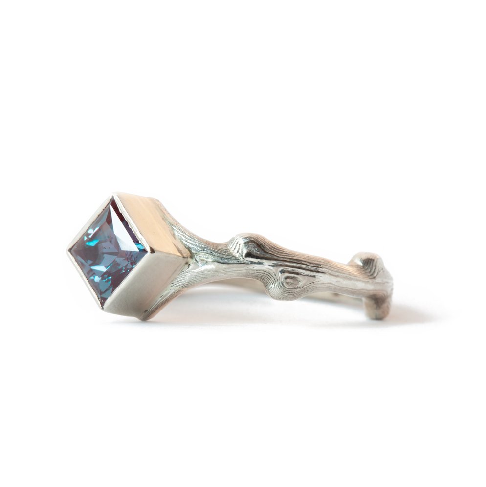 The Mokume Square Cut Branch Ring - W.R. Metalarts