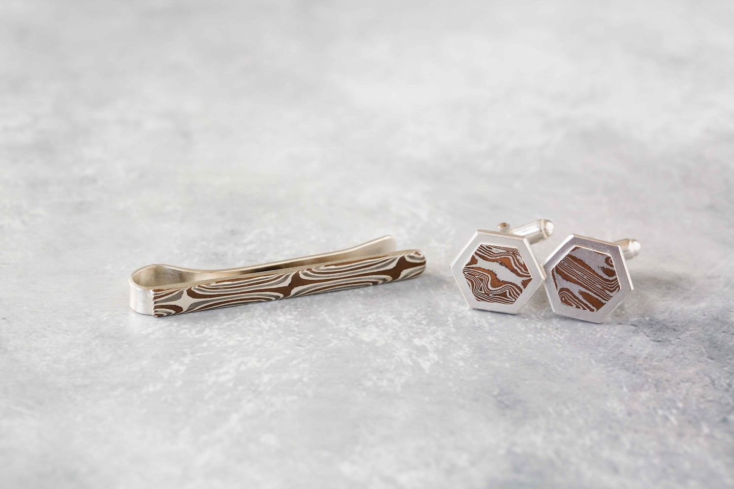 The Mokume Stars Tie Bar - W.R. Metalarts
