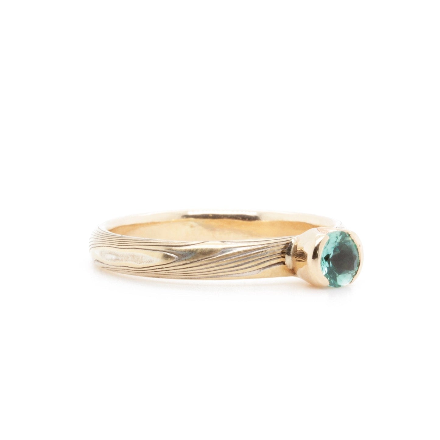 The Partial Bezel Beryl Mokume Solitaire - W.R. Metalarts