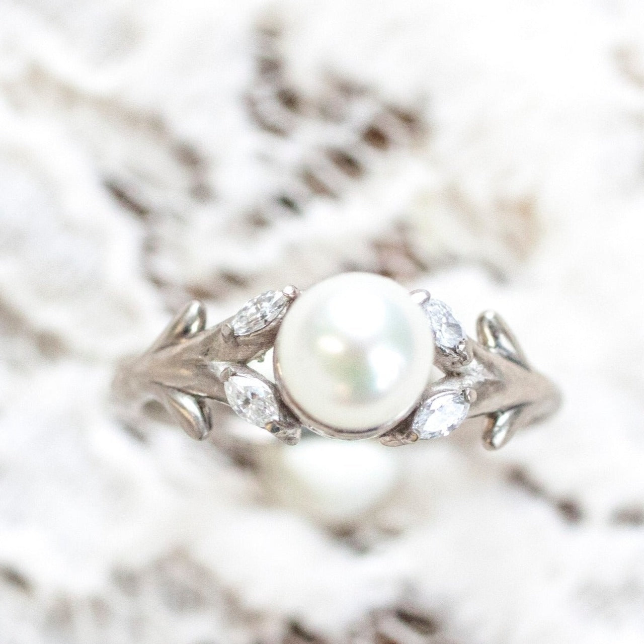The Pearl Olive Branch Ring - W.R. Metalarts