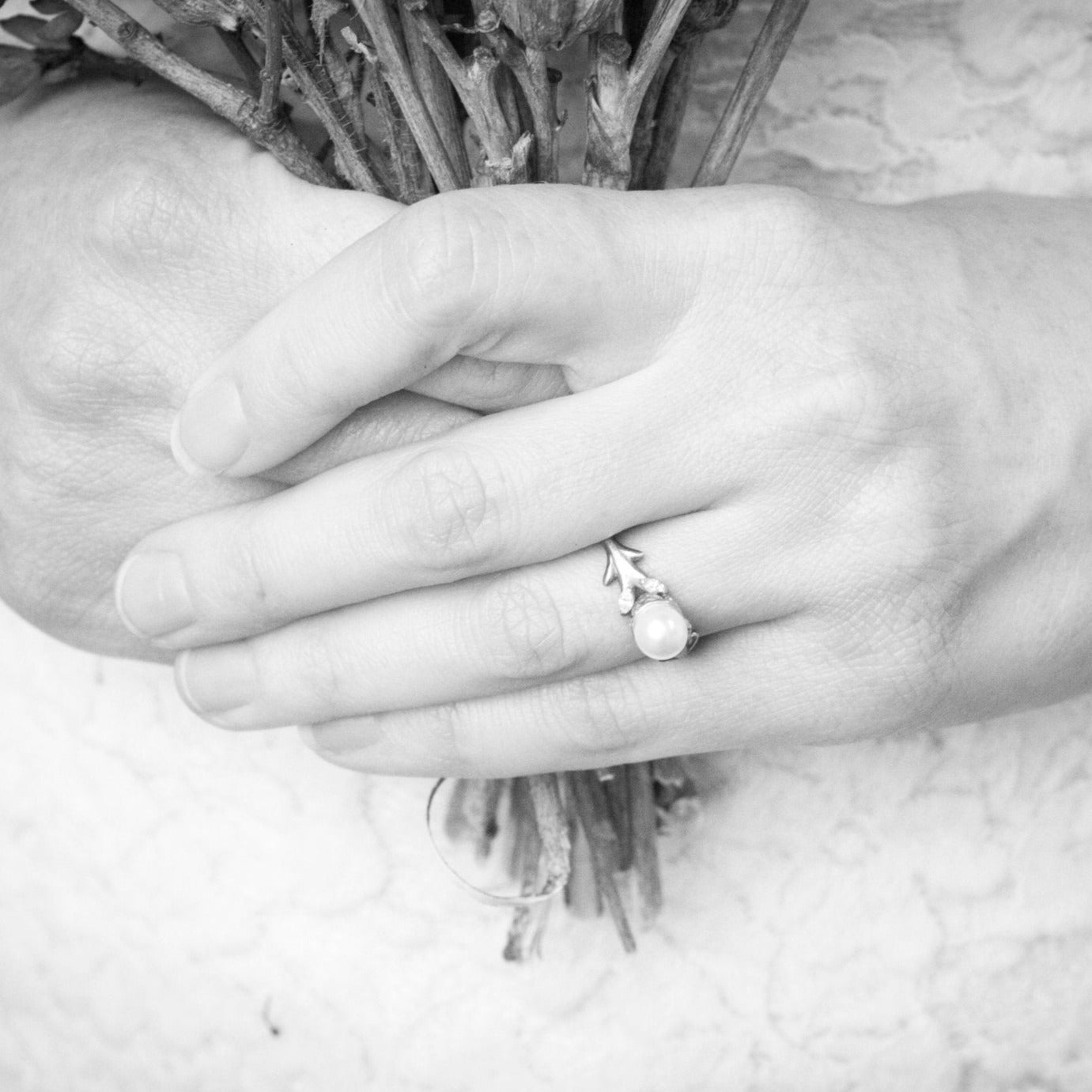 The Pearl Olive Branch Ring - W.R. Metalarts