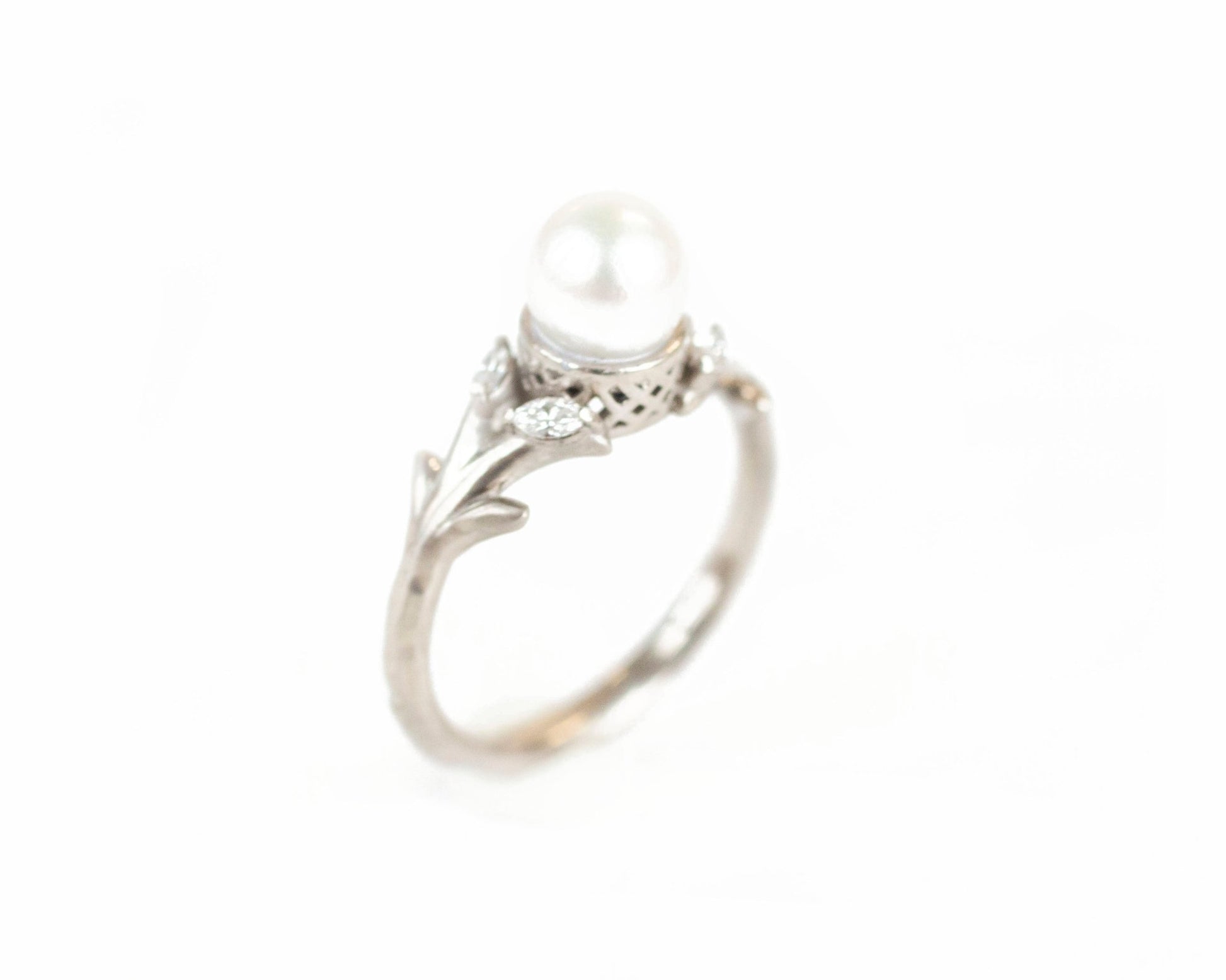 The Pearl Olive Branch Ring - W.R. Metalarts