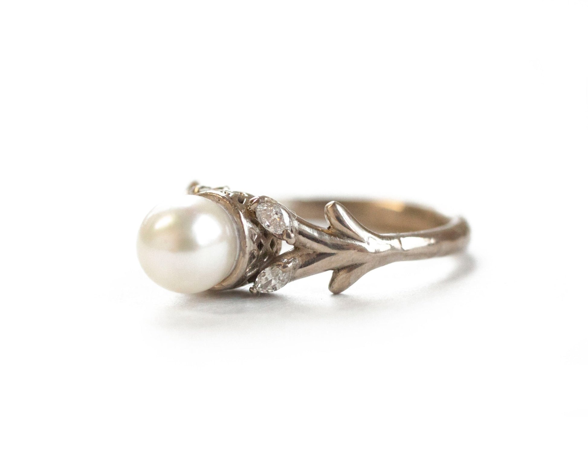 The Pearl Olive Branch Ring - W.R. Metalarts