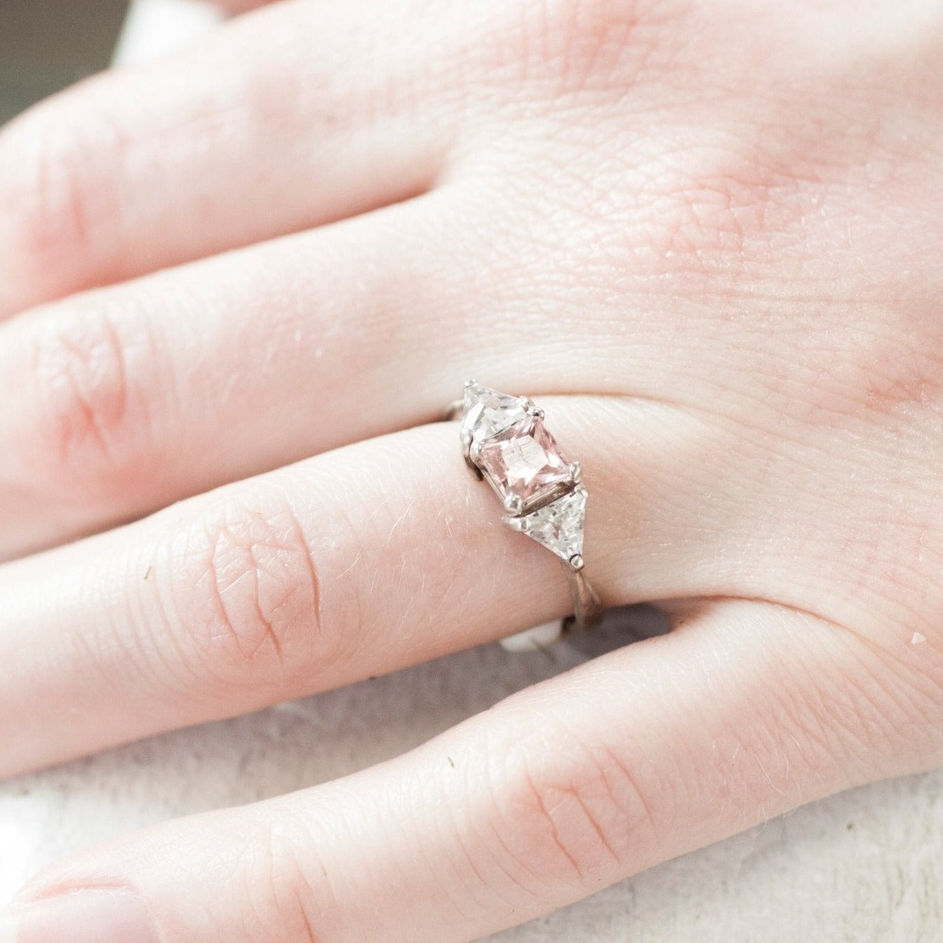 The Pink Princess Cut Ring - W.R. Metalarts