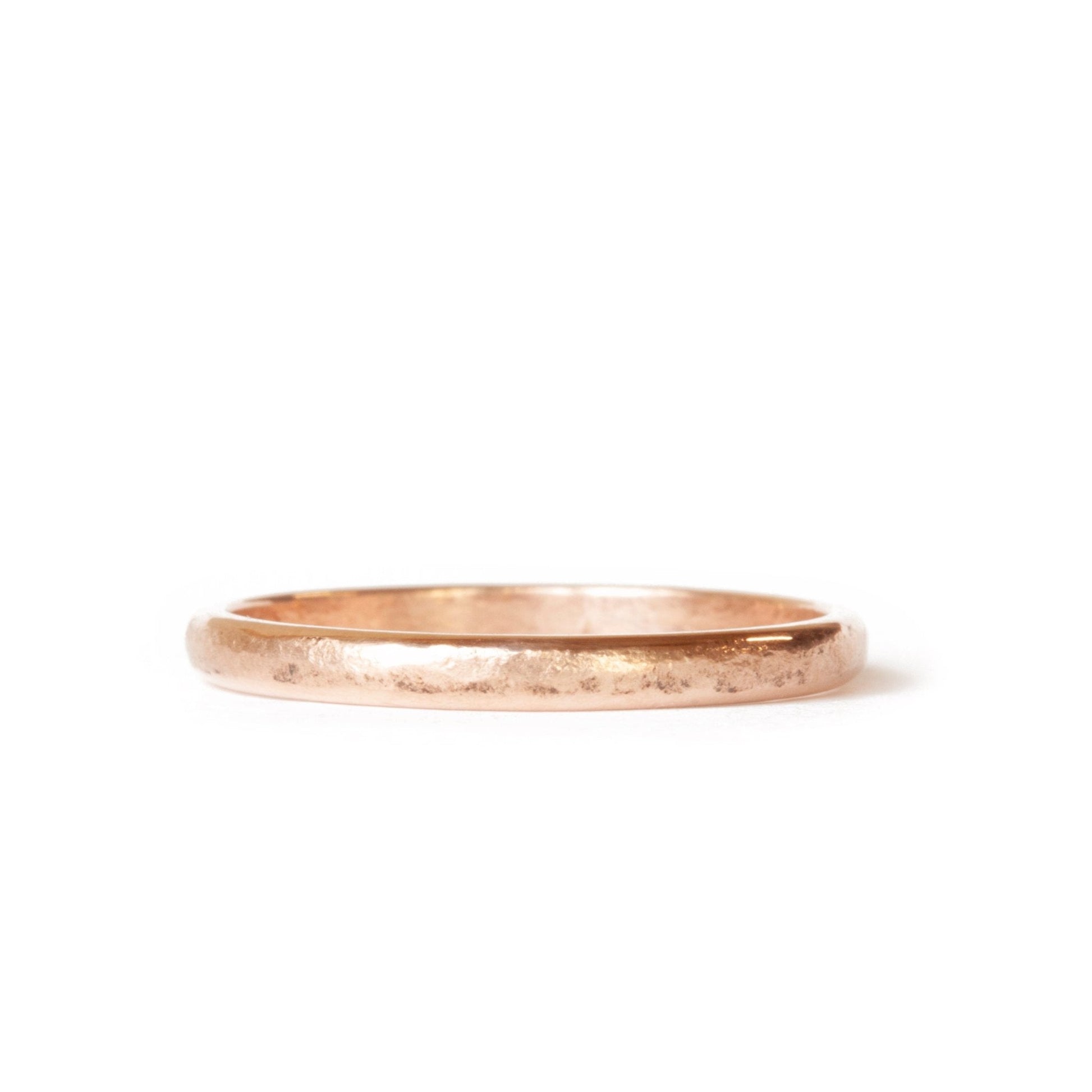 The Railroad Texture Band (Ready to ship in 2mm width 14K rose gold size 7.25) - W.R. Metalarts
