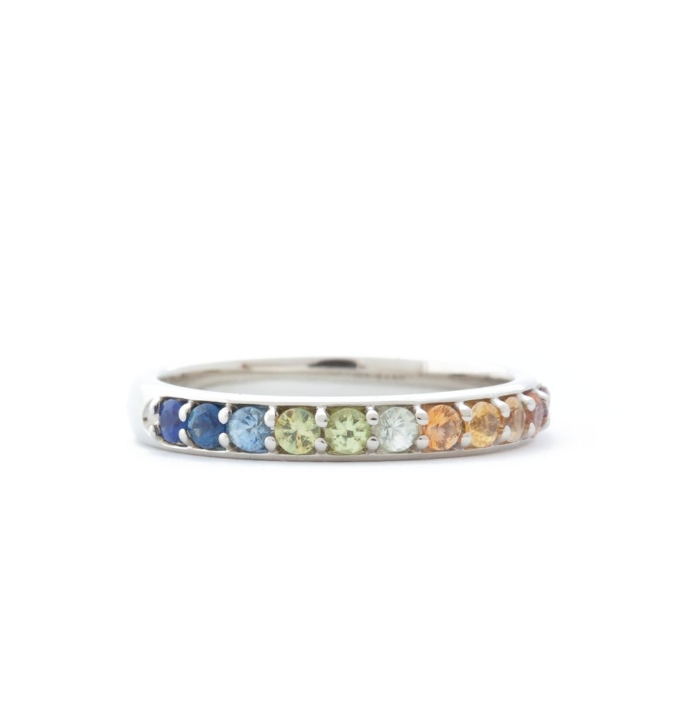 The Rainbow Band (Ready to ship in 14K palladium white gold size 5.75) - W.R. Metalarts