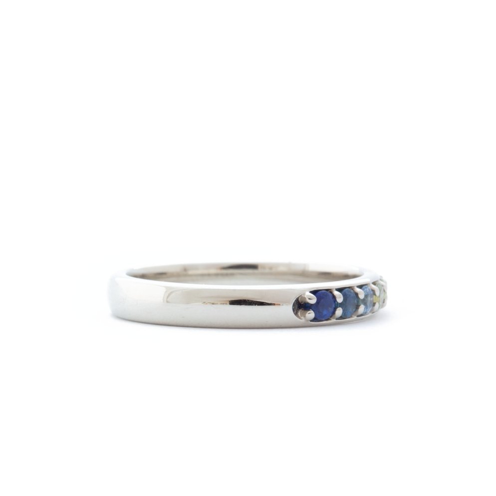 The Rainbow Band (Ready to ship in 14K palladium white gold size 5.75) - W.R. Metalarts