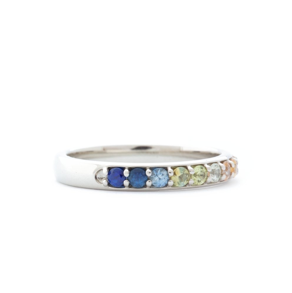 The Rainbow Band (Ready to ship in 14K palladium white gold size 5.75) - W.R. Metalarts