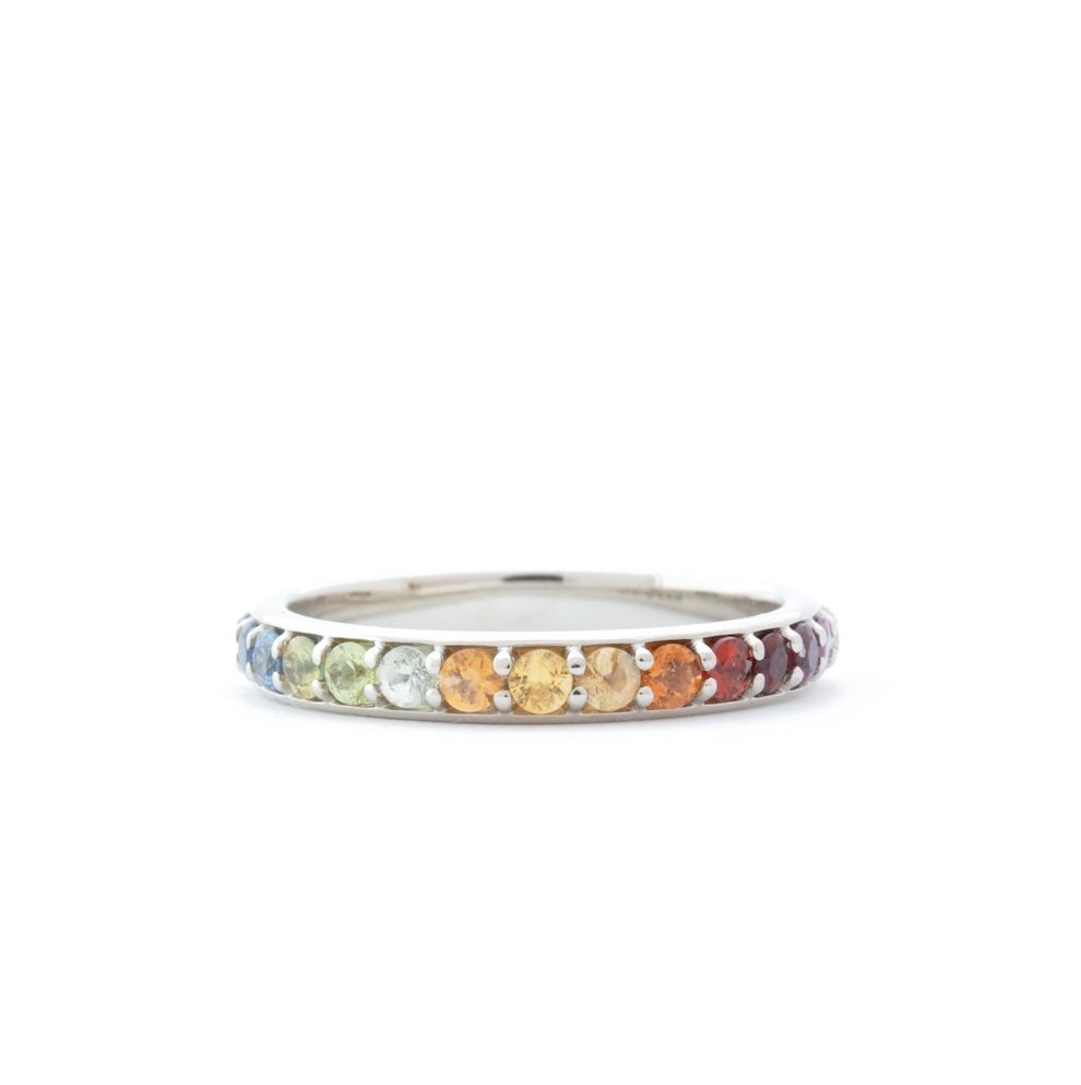 The Rainbow Band (Ready to ship in 14K palladium white gold size 5.75) - W.R. Metalarts
