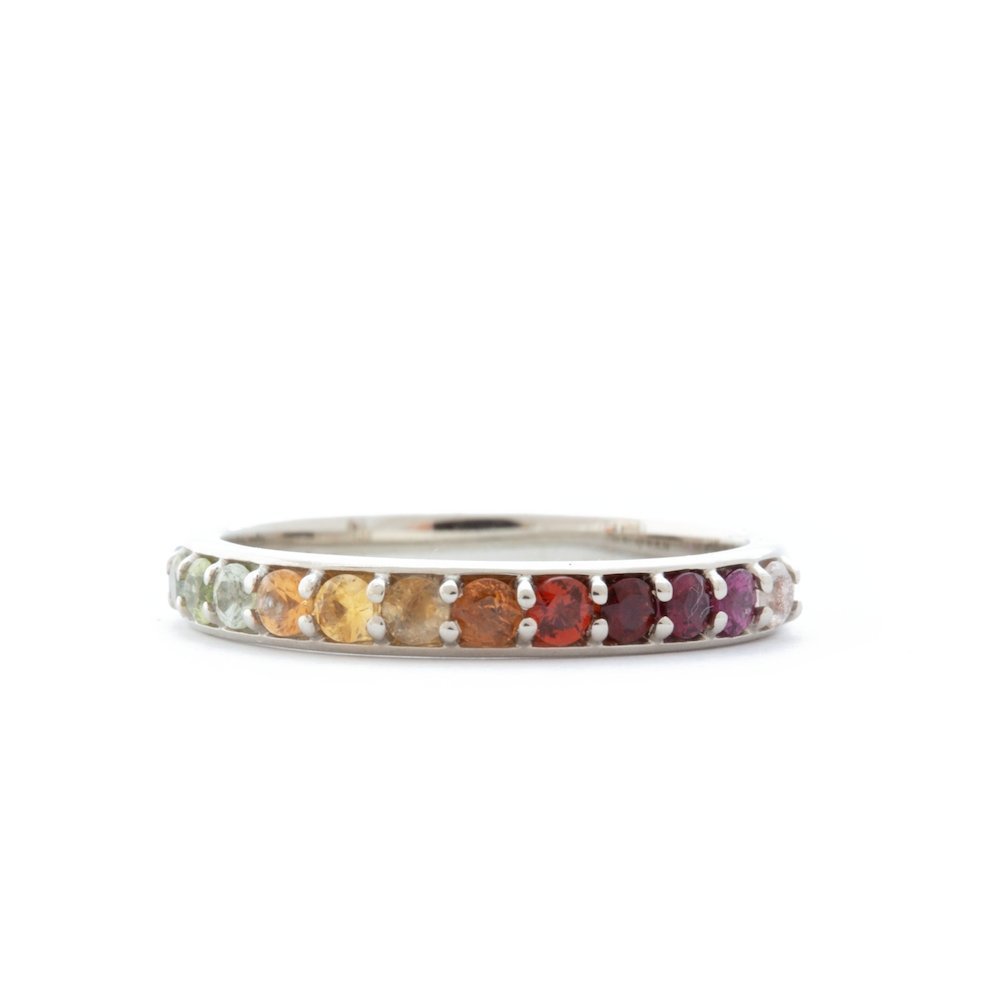 The Rainbow Band (Ready to ship in 14K palladium white gold size 5.75) - W.R. Metalarts