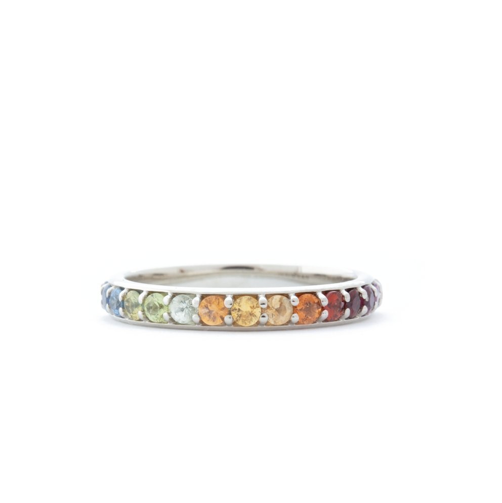 The Rainbow Band (Ready to ship in 14K palladium white gold size 5.75) - W.R. Metalarts