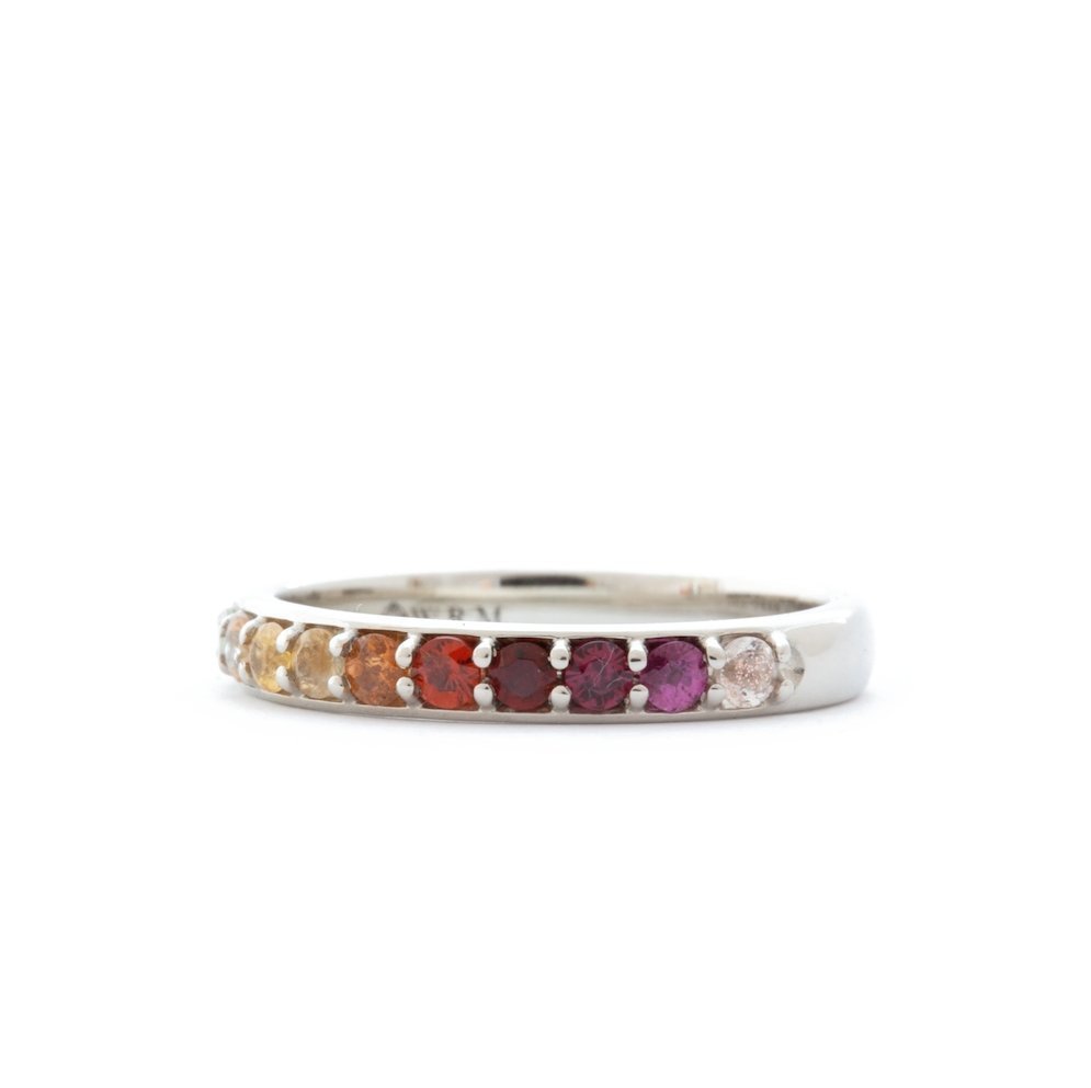 The Rainbow Band (Ready to ship in 14K palladium white gold size 5.75) - W.R. Metalarts