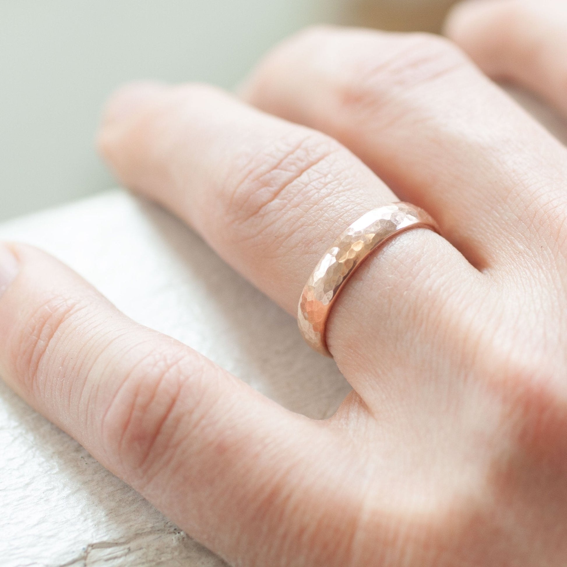 The Rose Gold Hammered Band - W.R. Metalarts