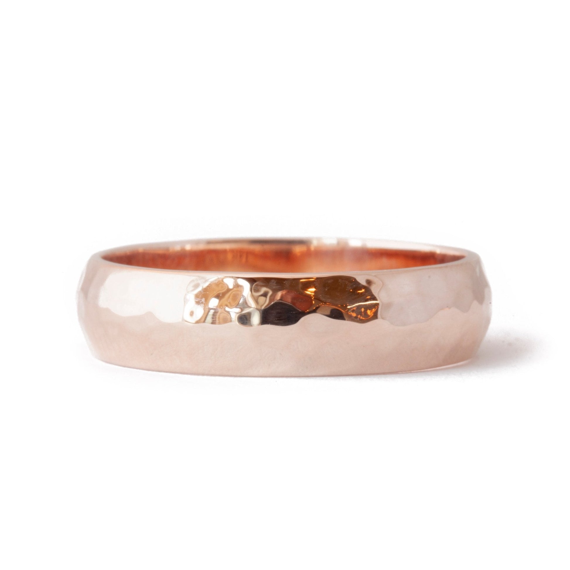 The Rose Gold Hammered Band (Ready to ship in 5mm width size 10) - W.R. Metalarts