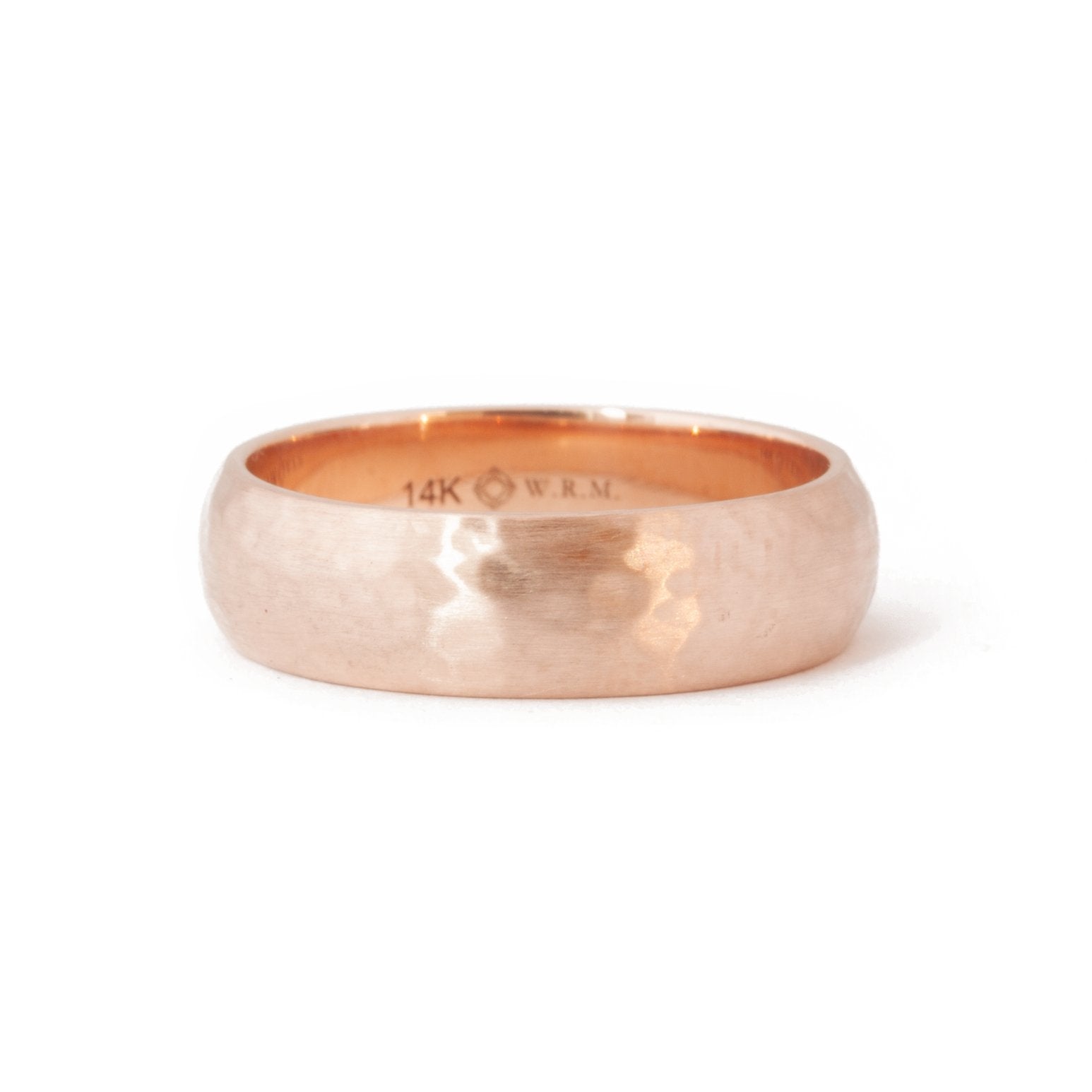 The Rose Gold Hammered Band (Ready to ship in 5mm width size 10) - W.R. Metalarts