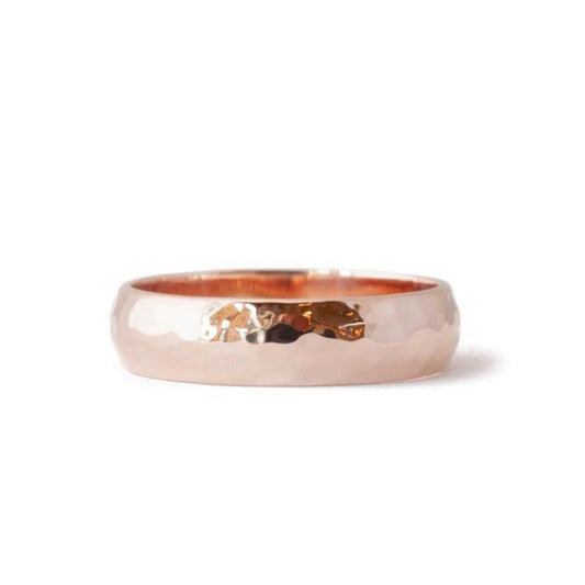 The Rose Gold Hammered Band (Ready to ship in 5mm width size 10) - W.R. Metalarts