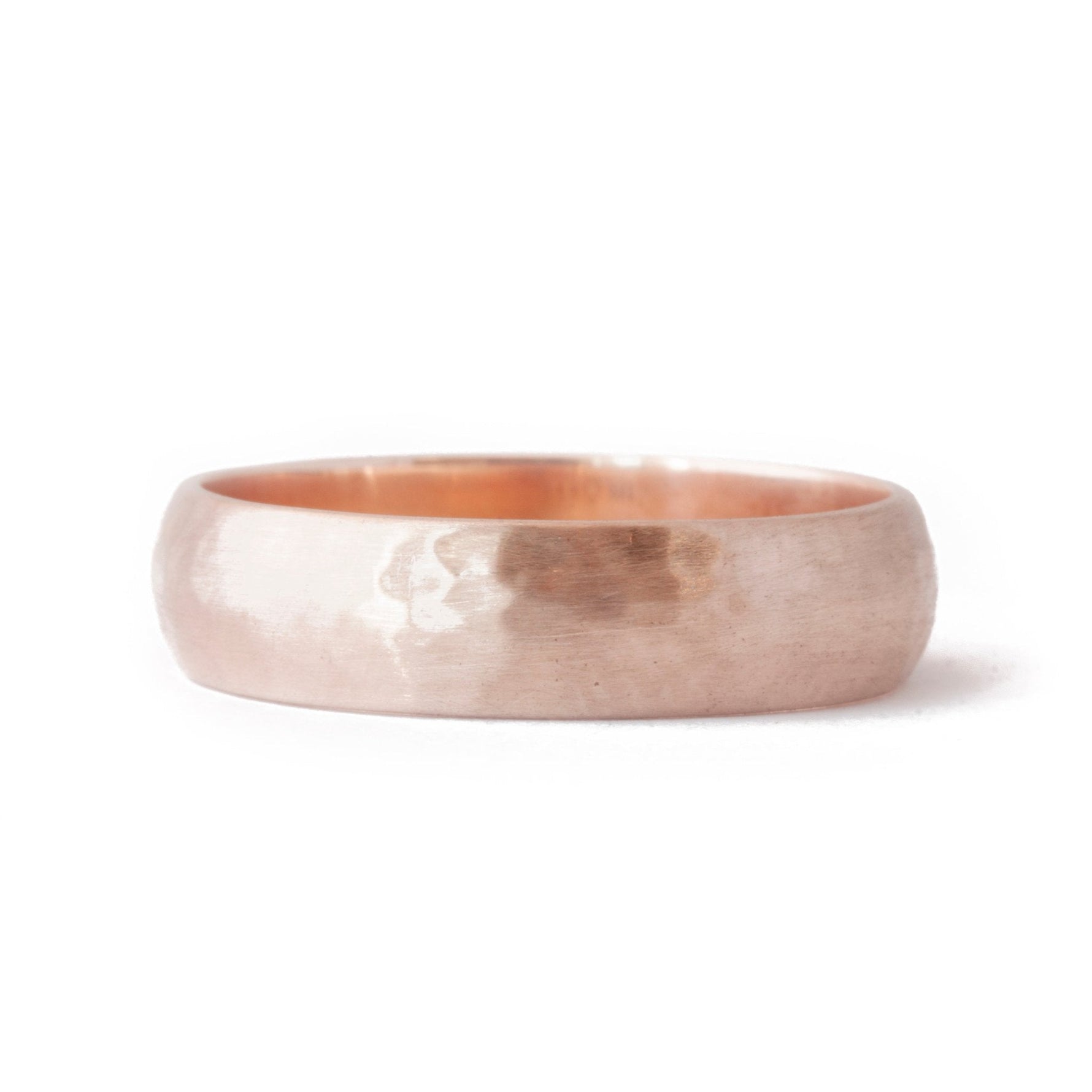 The Rose Gold Hammered Band (Ready to ship in 5mm width size 10) - W.R. Metalarts