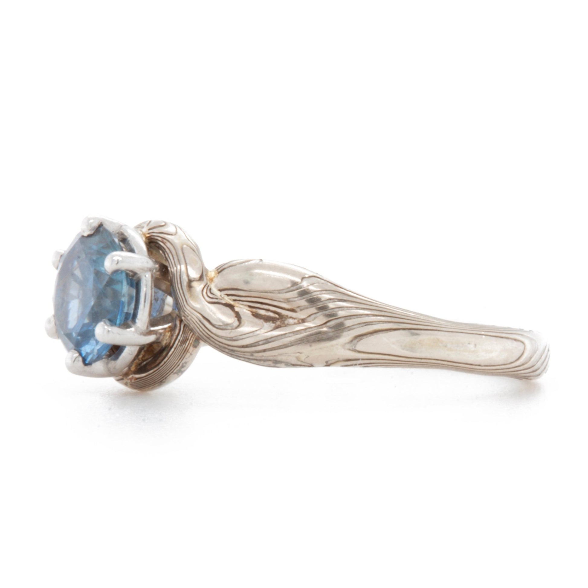 The Sapphire Mokume Twist Ring - W.R. Metalarts