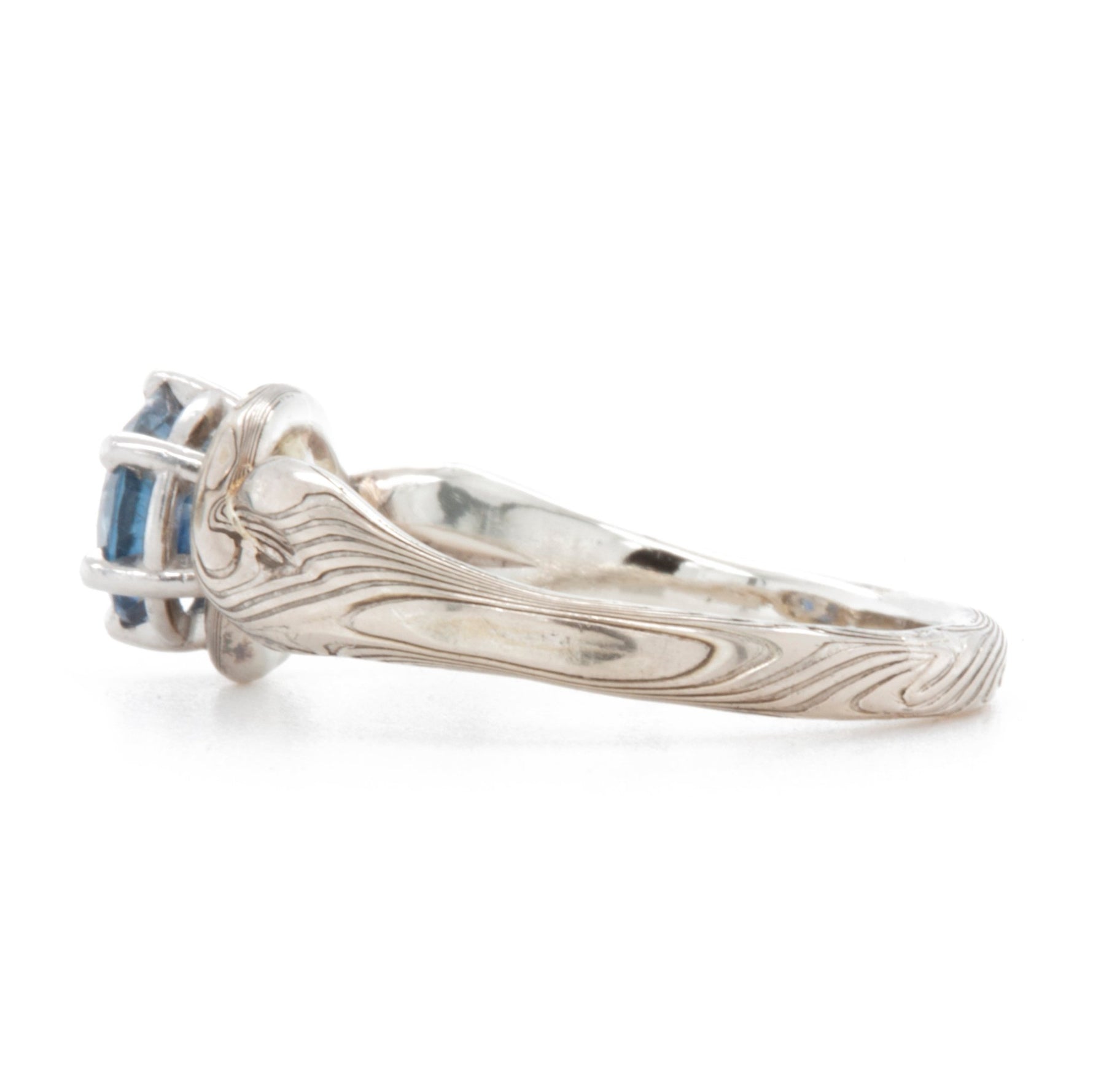 The Sapphire Mokume Twist Ring (Ready to ship in size 5.5) - W.R. Metalarts