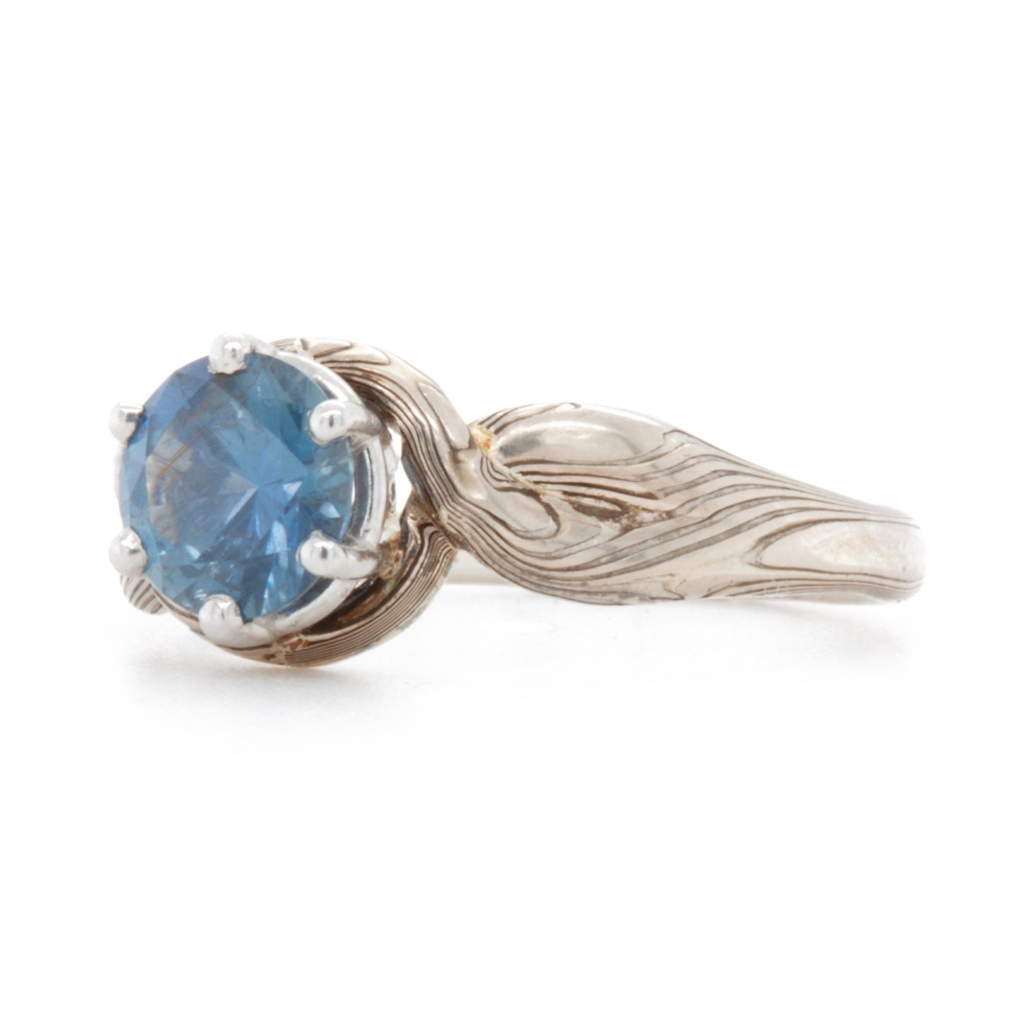 The Sapphire Mokume Twist Ring (Ready to ship in size 5.5) - W.R. Metalarts