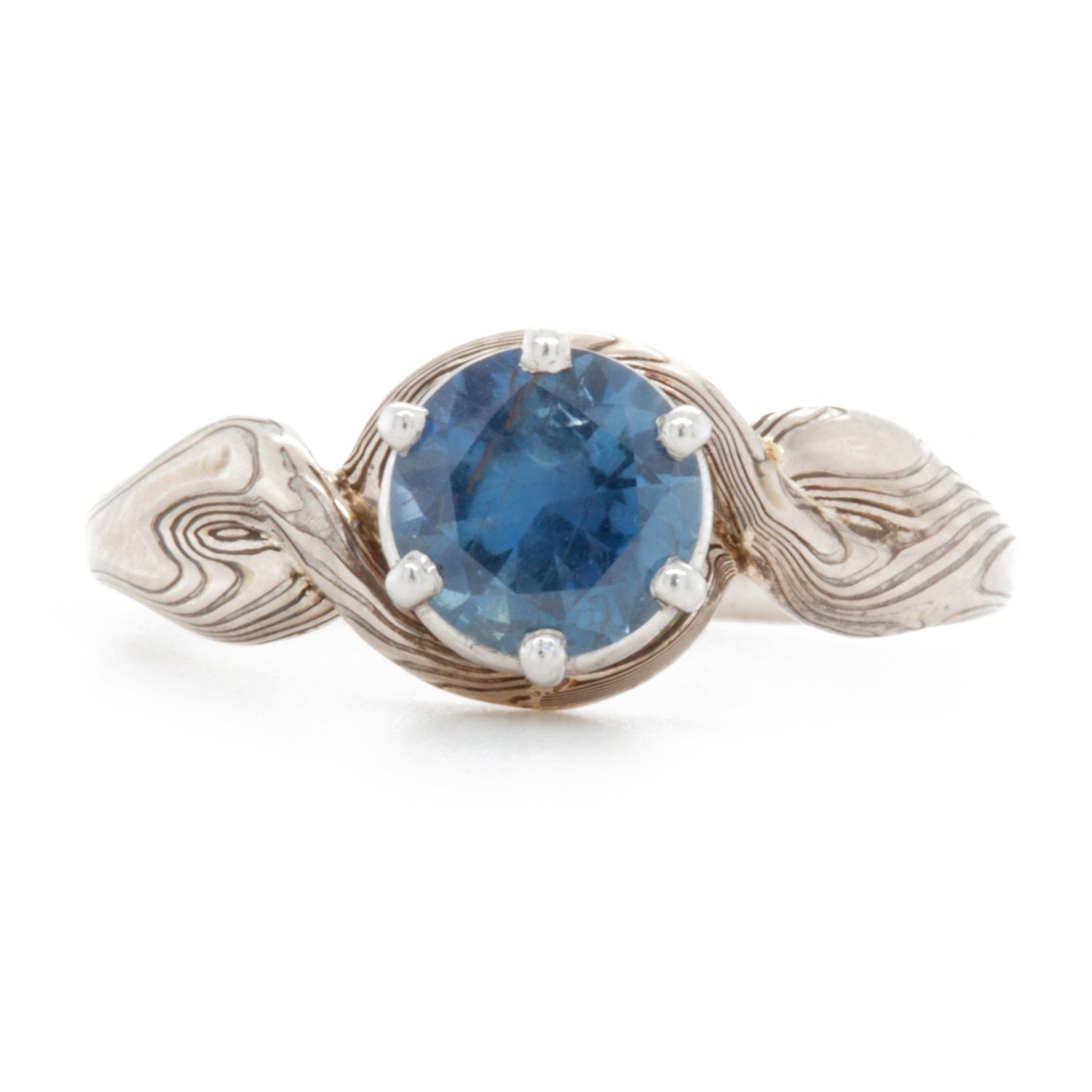 The Sapphire Mokume Twist Ring (Ready to ship in size 5.5) - W.R. Metalarts