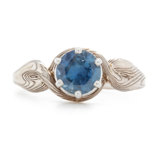 The Sapphire Mokume Twist Ring (Ready to ship in size 5.5) - W.R. Metalarts