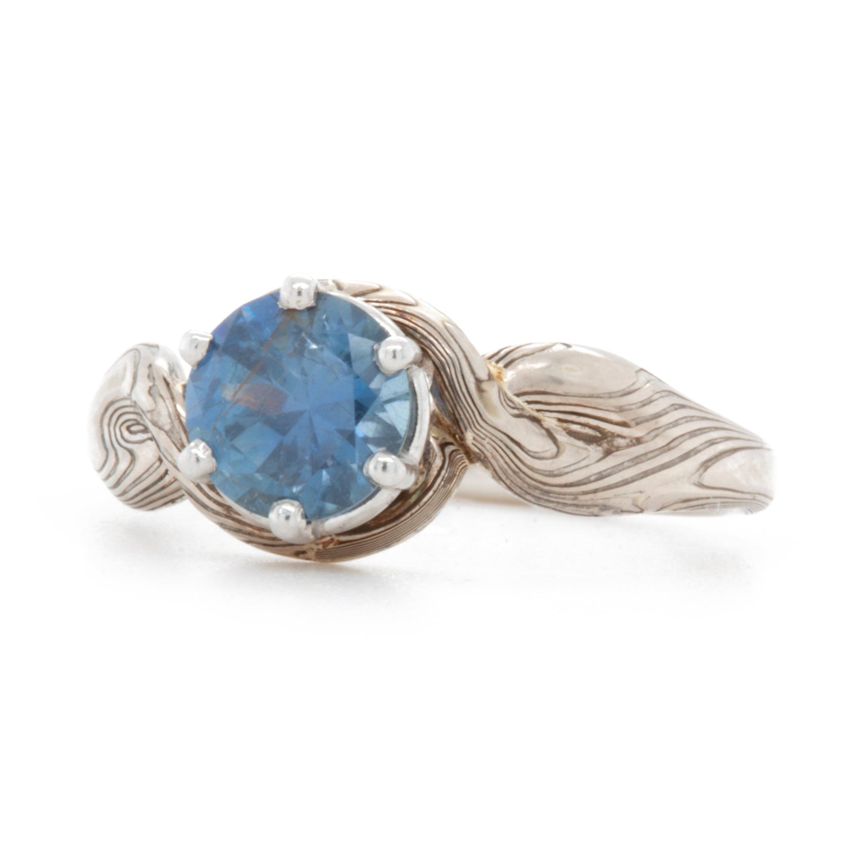 The Sapphire Mokume Twist Ring (Ready to ship in size 5.5) - W.R. Metalarts