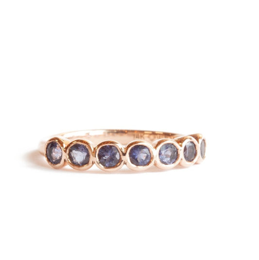 The Seven Stone Iolite Ring (Ready to ship in 14K rose gold size 7) - W.R. Metalarts