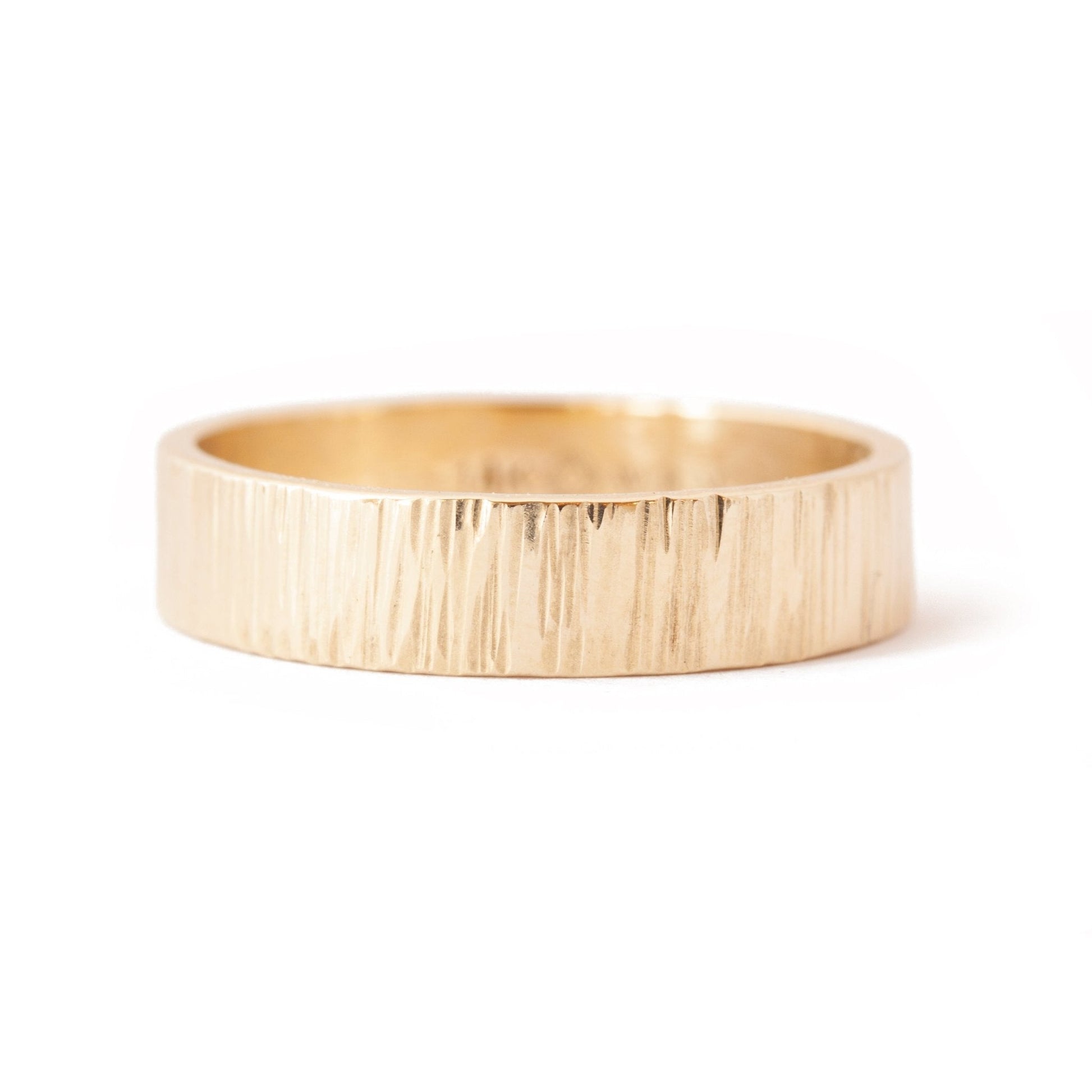 The Thatched Band (Ready to ship in 2mm width 14K yellow gold size 10.75) - W.R. Metalarts