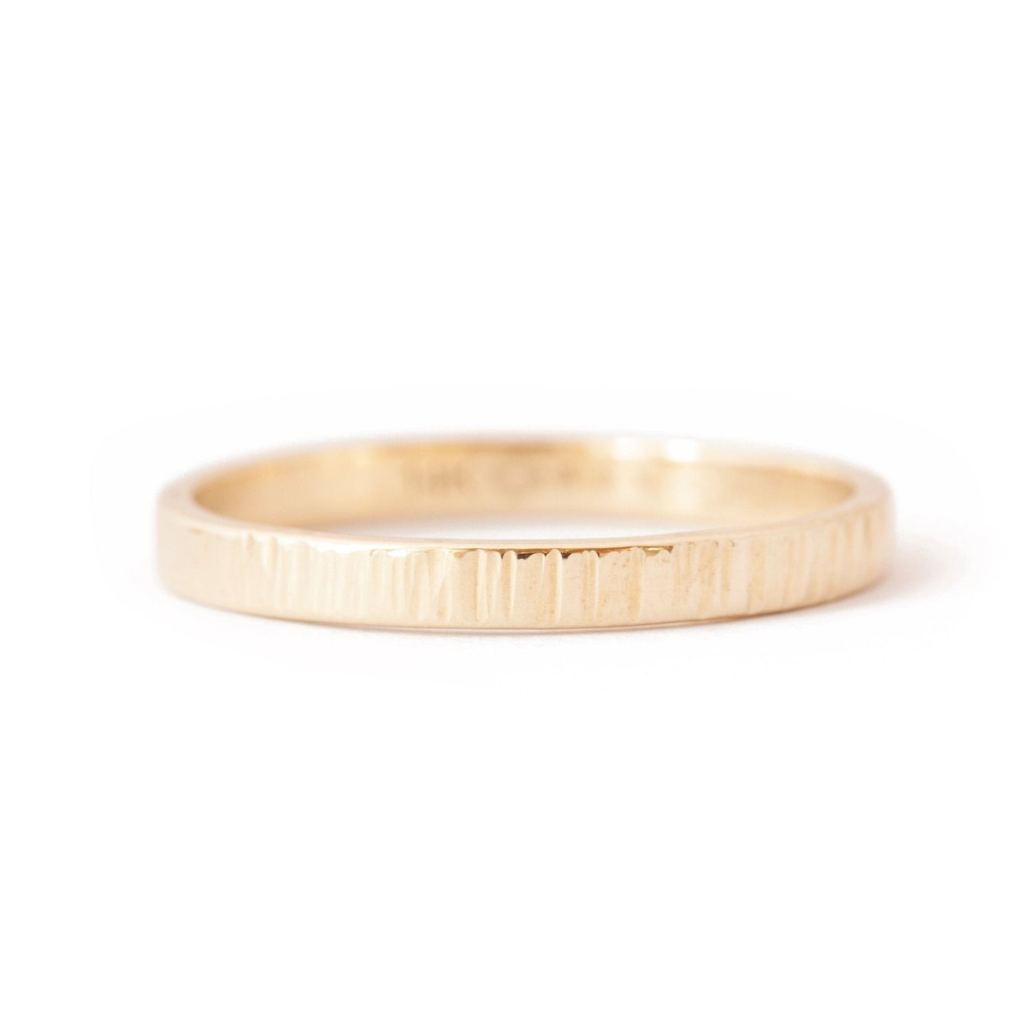 The Thatched Band (Ready to ship in 2mm width 14K yellow gold size 10.75) - W.R. Metalarts