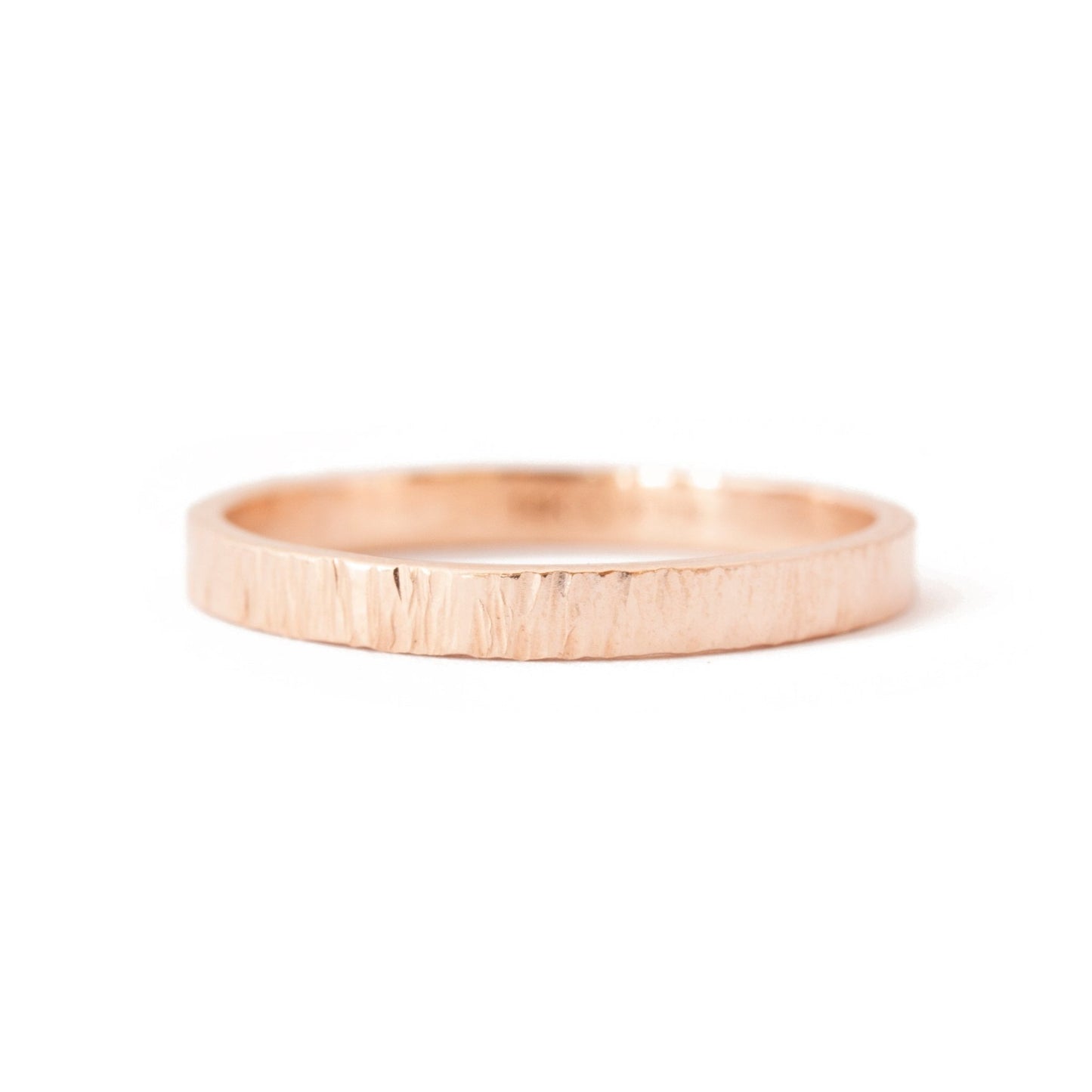 The Thatched Band (Ready to ship in 5mm width 14K rose gold size 10) - W.R. Metalarts