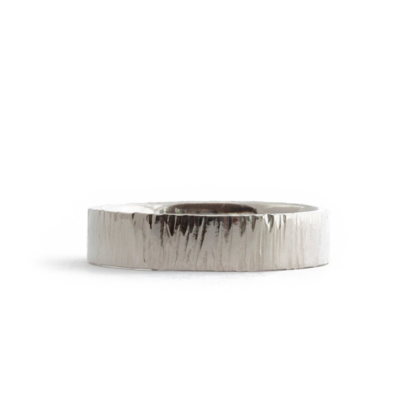The Thatched Band (Ready to ship in 5mm width 14K white gold size 10.75) - W.R. Metalarts
