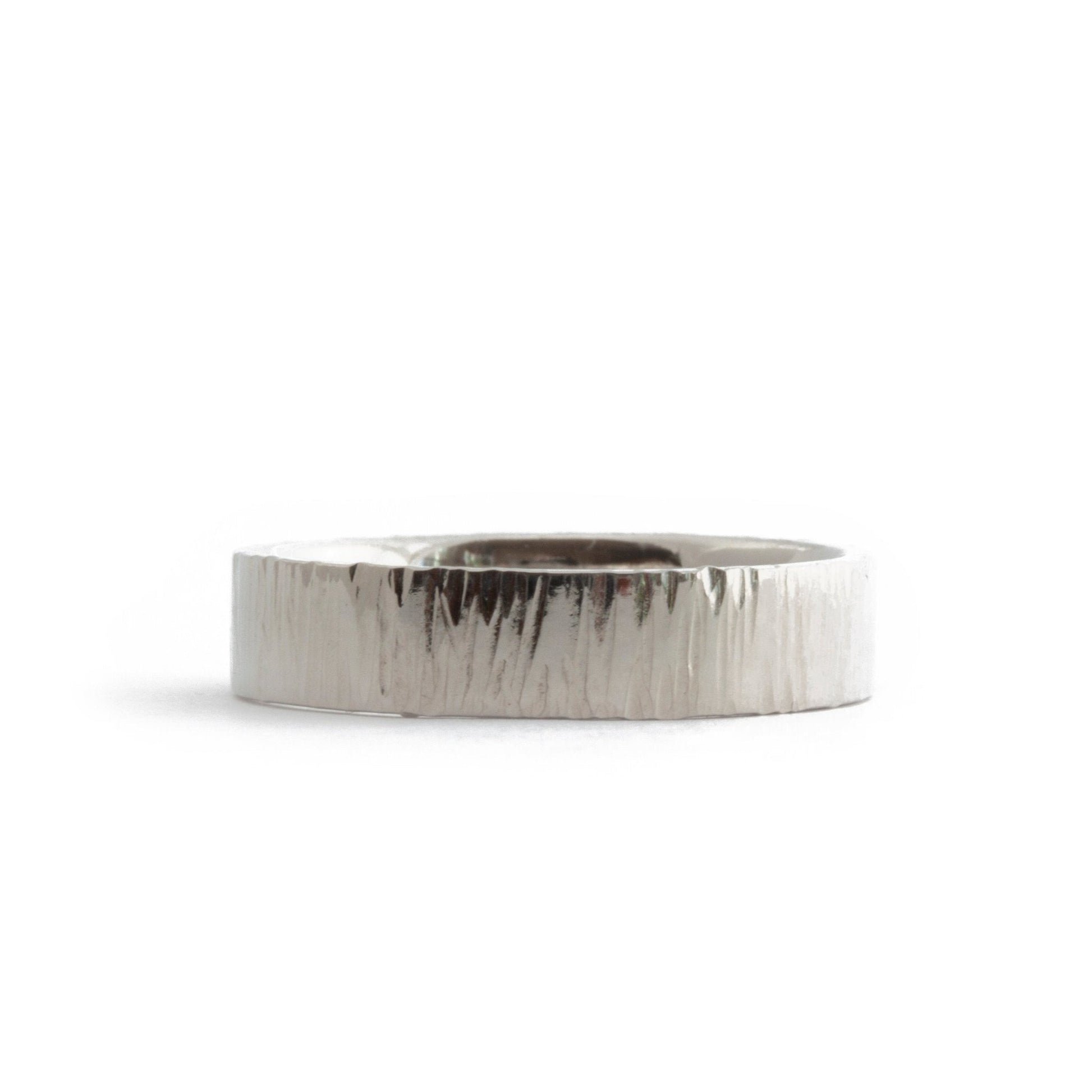 The Thatched Band (Ready to ship in 5mm width 14K white gold size 10.75) - W.R. Metalarts