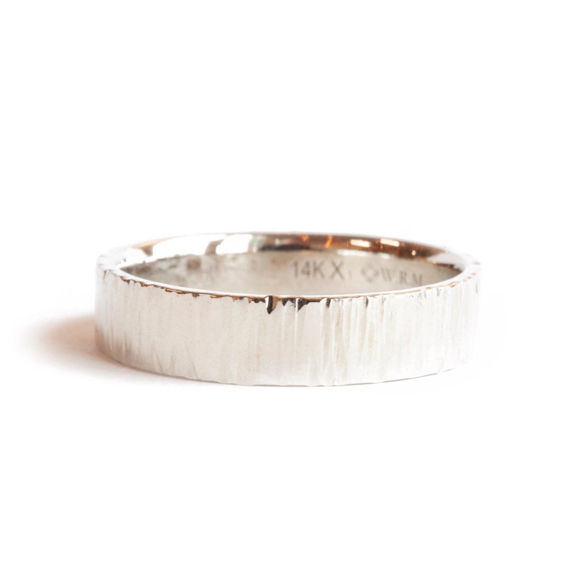 The Thatched Band (Ready to ship in 5mm width 14K white gold size 10.75) - W.R. Metalarts