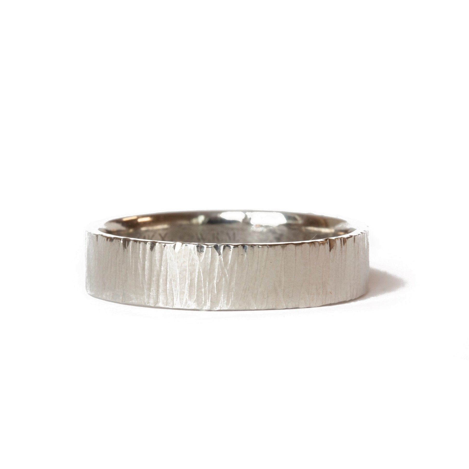 The Thatched Band (Ready to ship in 5mm width 14K white gold size 10.75) - W.R. Metalarts