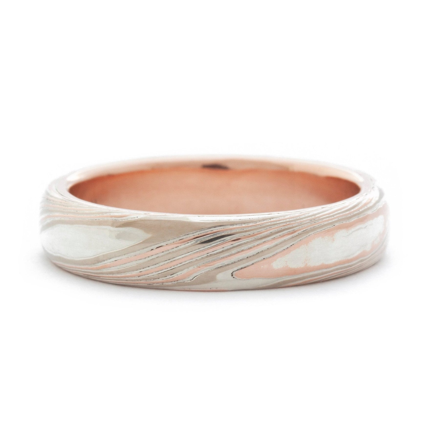 The Tri-Metal Mokume Gane Rose Gold Band - W.R. Metalarts