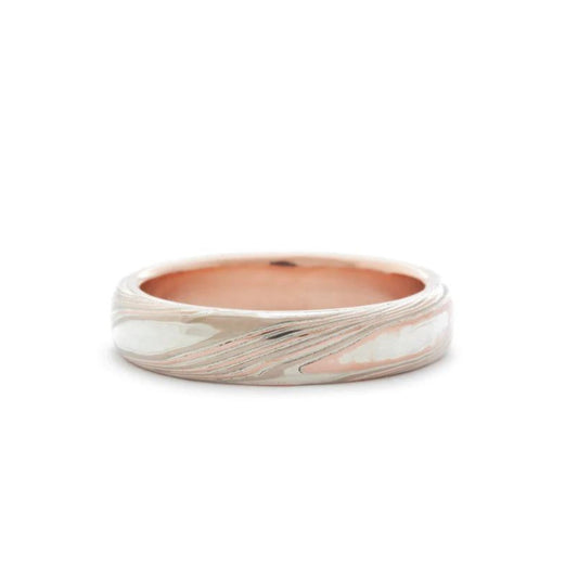 The Tri-Metal Mokume Gane Rose Gold Band - W.R. Metalarts