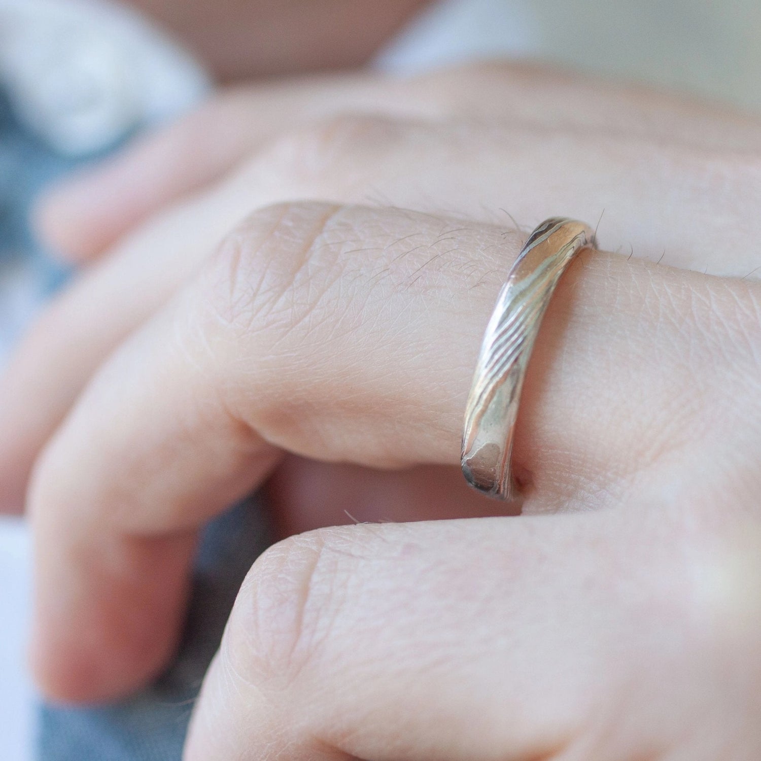 The Tri-Metal Mokume Gane Rose Gold Band (Ready to ship in 4mm width with a 14K rose gold liner size 10.5) - W.R. Metalarts