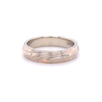 The Tri-Metal Rose Gold Mokume Gane Knife Edge Band (Ready to ship in 4.5mm width with a 14K rose gold liner size 7.75) - W.R. Metalarts