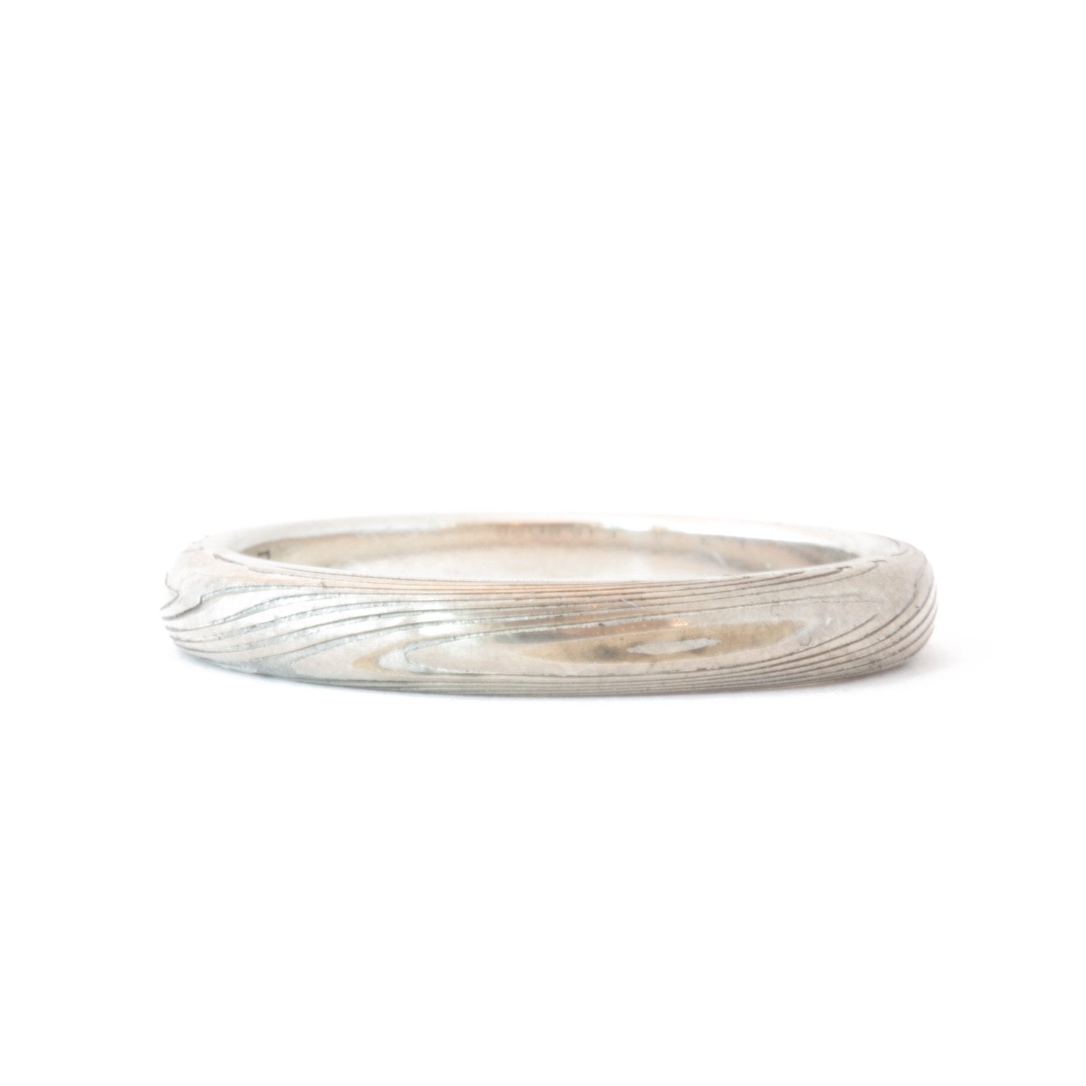 The Twisted Mokume Gane White Gold Band - W.R. Metalarts