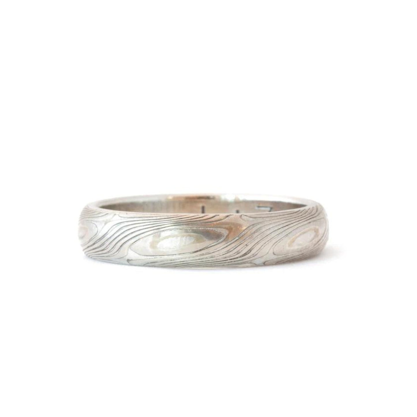 The Twisted Mokume Gane White Gold Band (Ready to ship in 5mm width size 10) - W.R. Metalarts