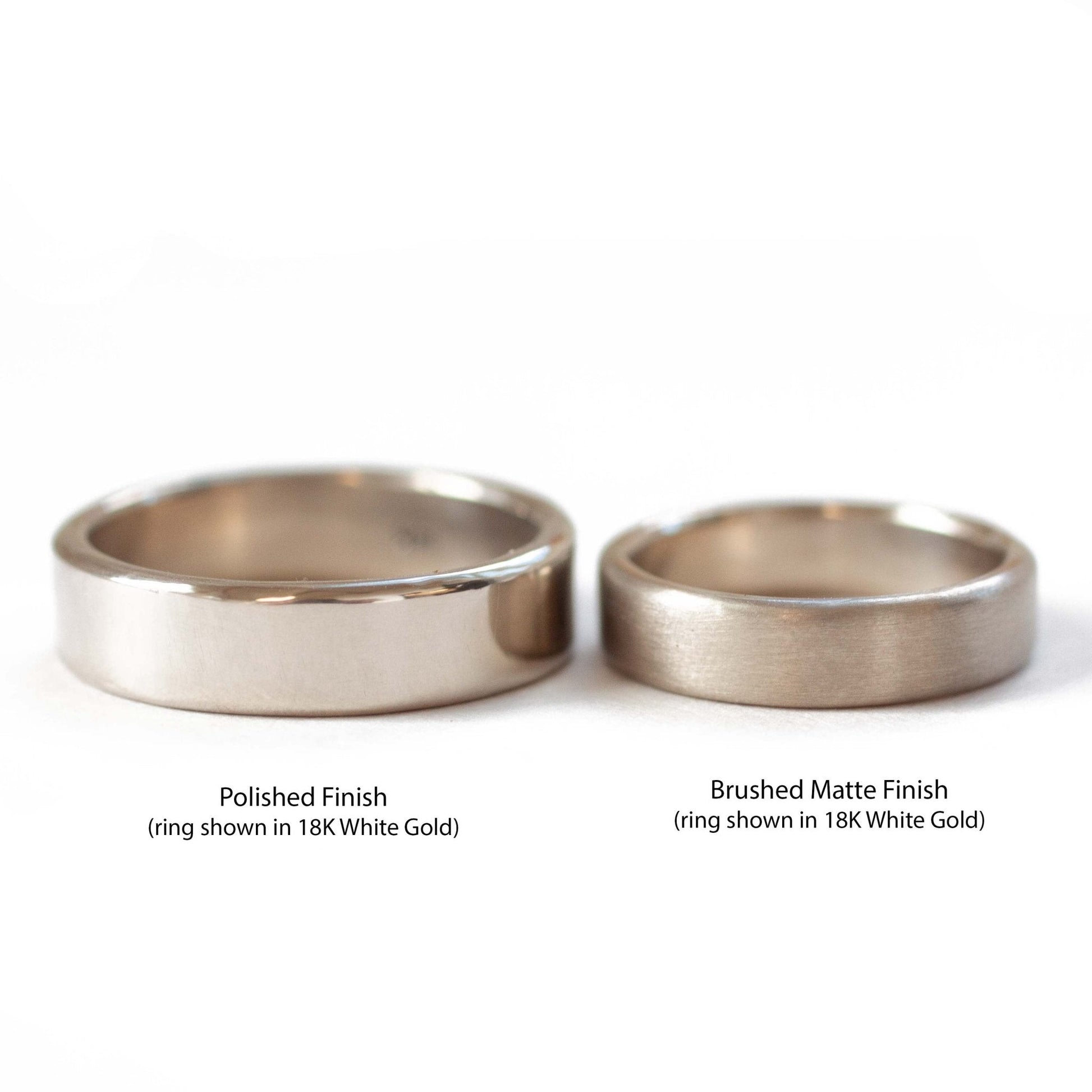 The White Gold Band (Flat Profile) (Ready to ship in 2mm width size 10.75 matte finish) - W.R. Metalarts