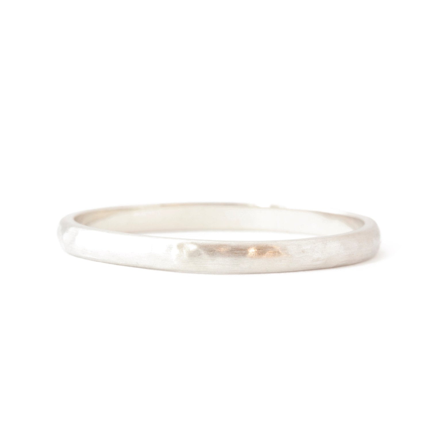 The White Gold Hammered Band (Ready to ship in 2mm width size 6.5 with a matte finish) - W.R. Metalarts