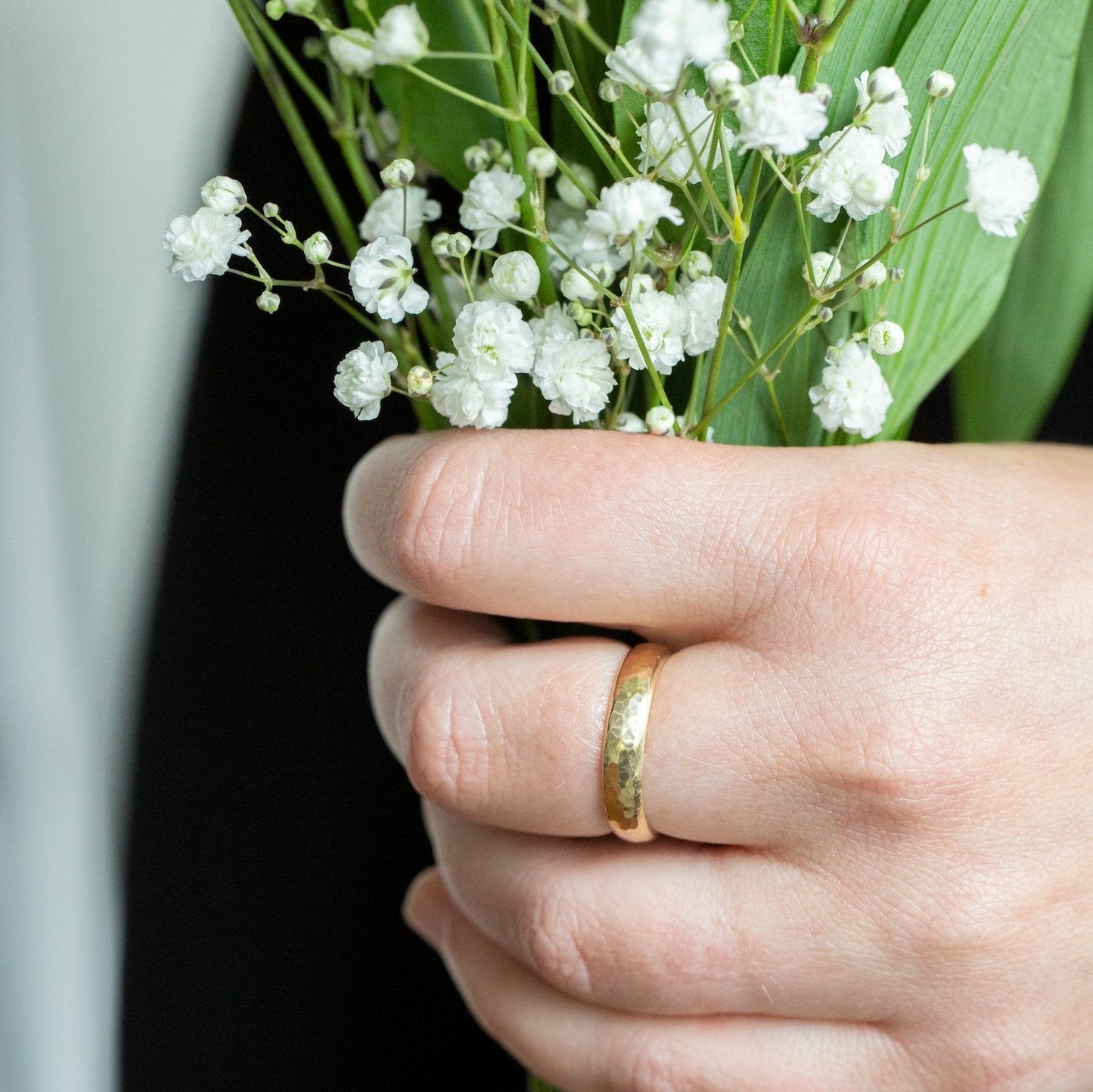 The Yellow Gold Hammered Band - W.R. Metalarts