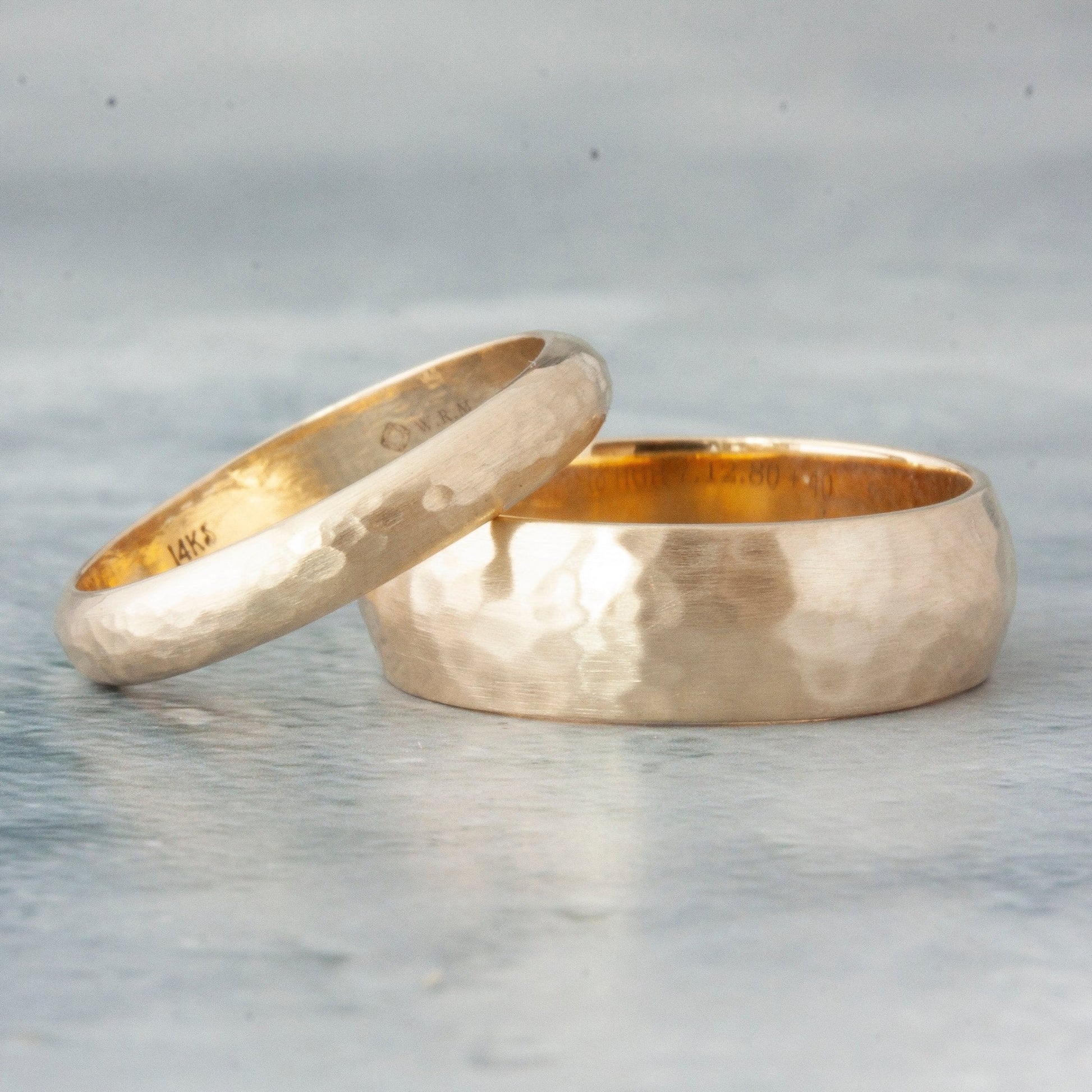 The Yellow Gold Hammered Band (Ready to ship in 2mm width size 5.5) - W.R. Metalarts
